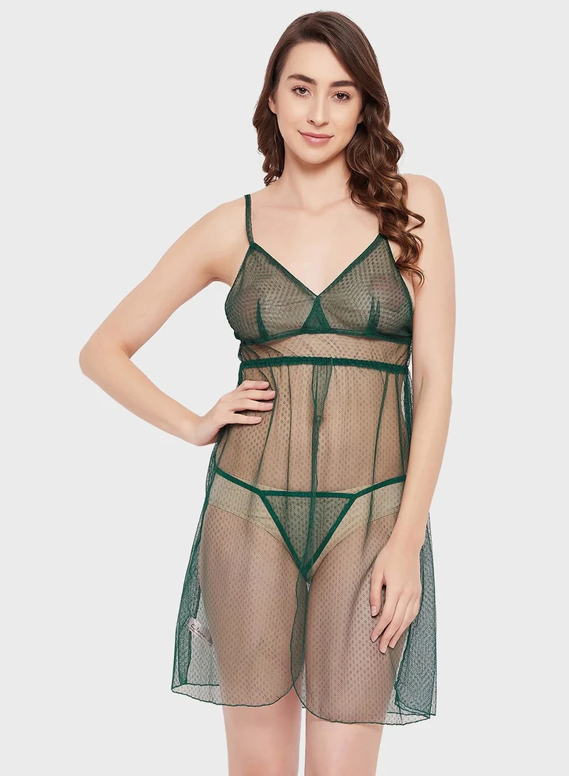 Clovia Mesh Detail Babydoll