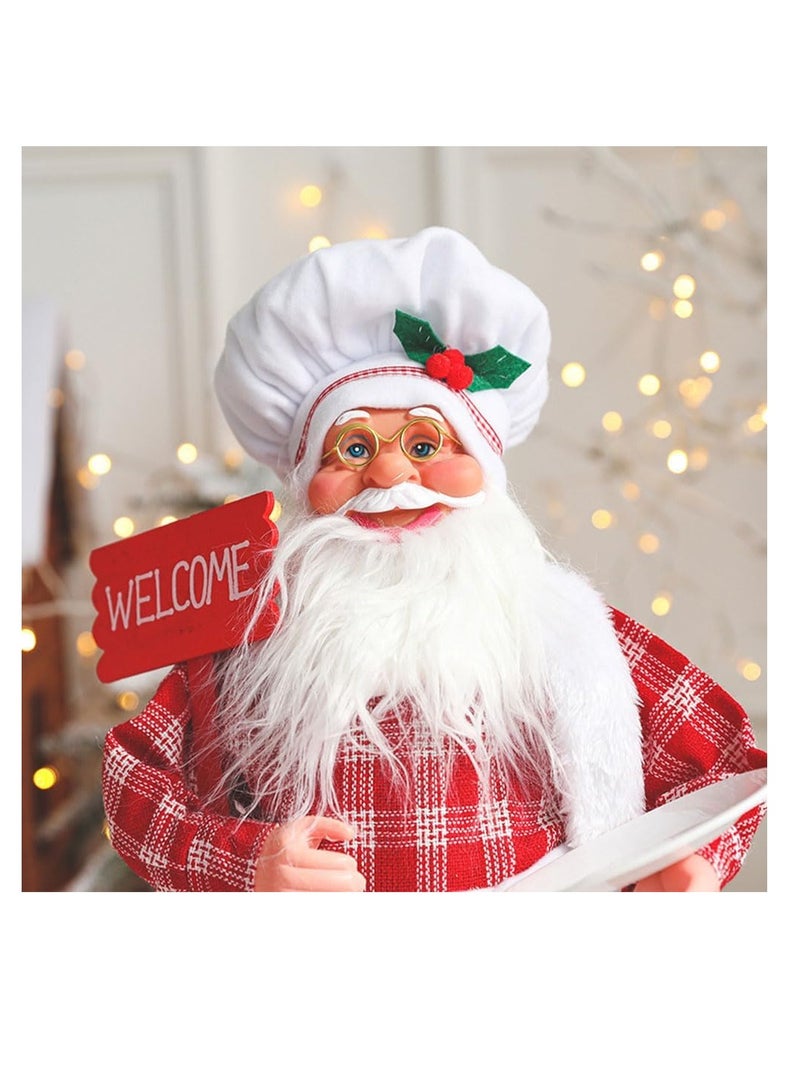Santa Claus Decoration For Christmas Village, Resin Santa Claus Figurine for Xmas Home Decoration, Free Standing Father Christmas Figure Sculpture Novelty Decorative Artwork for Desk Ornament (A13-5)