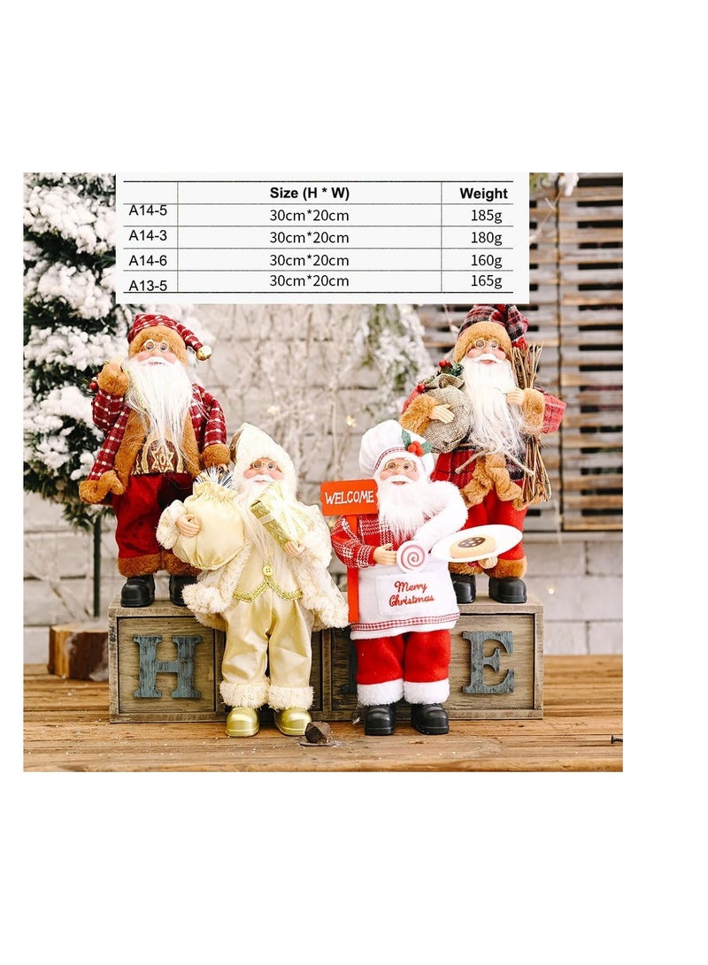 Santa Claus Decoration For Christmas Village, Resin Santa Claus Figurine for Xmas Home Decoration, Free Standing Father Christmas Figure Sculpture Novelty Decorative Artwork for Desk Ornament (A13-5)