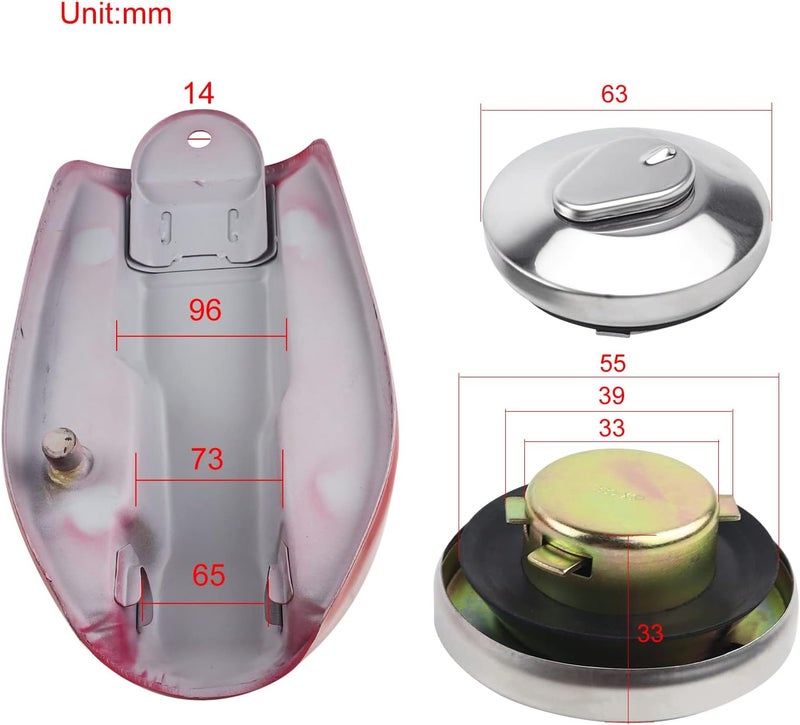FLYPIG Fuel Gas Tank for Honda Mini Trail Z50 Z50J Z50R with Cap, Keys, and Petcock - Red - Image 3