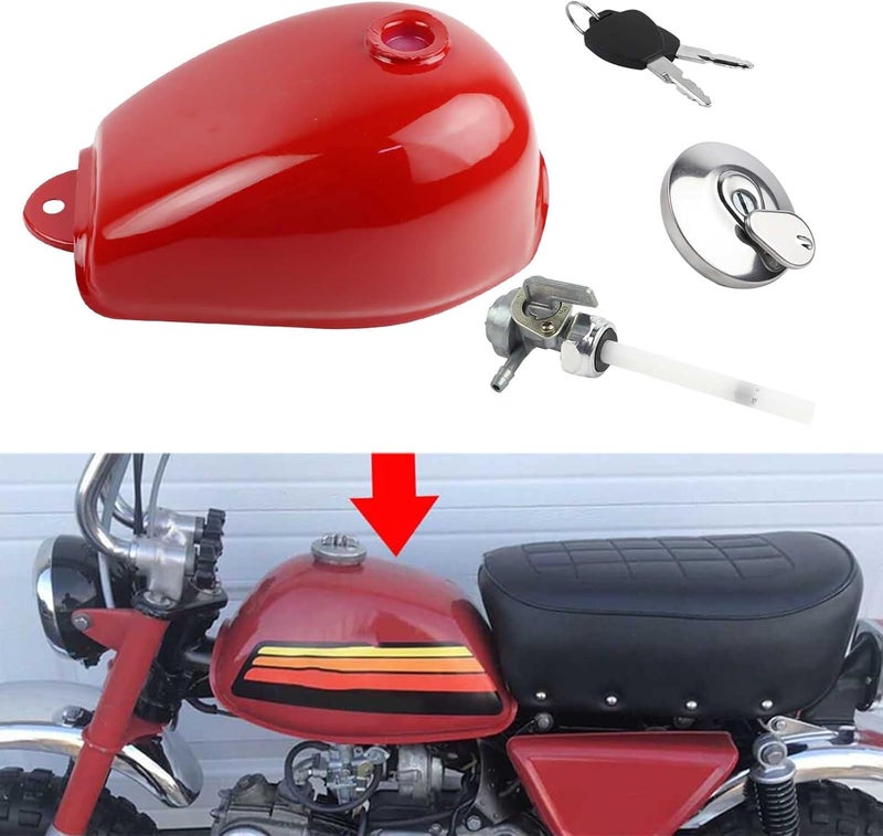 FLYPIG Fuel Gas Tank for Honda Mini Trail Z50 Z50J Z50R with Cap, Keys, and Petcock - Red - Image 4