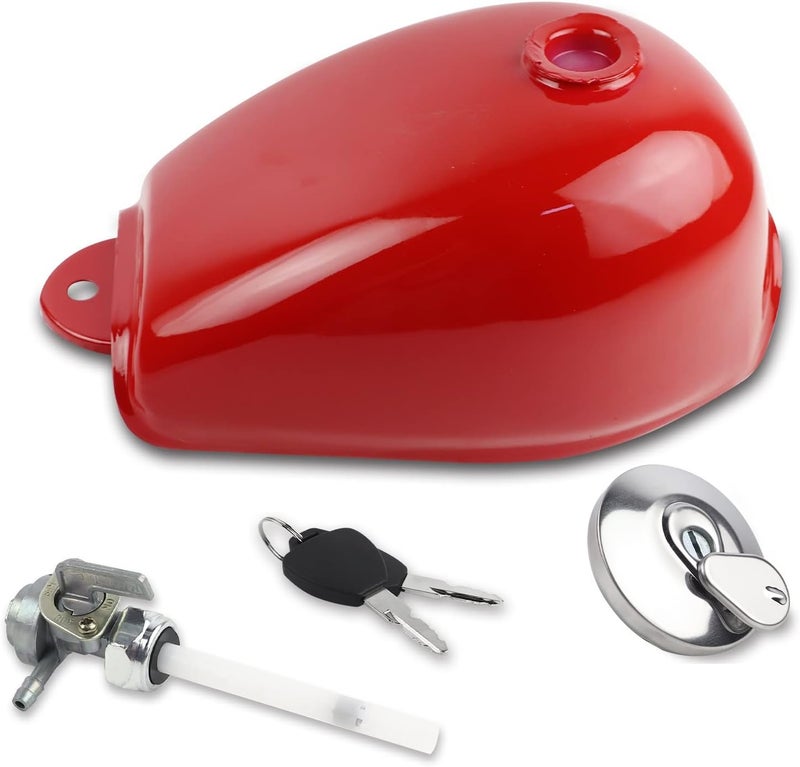 FLYPIG Fuel Gas Tank for Honda Mini Trail Z50 Z50J Z50R with Cap, Keys, and Petcock - Red - Image 1