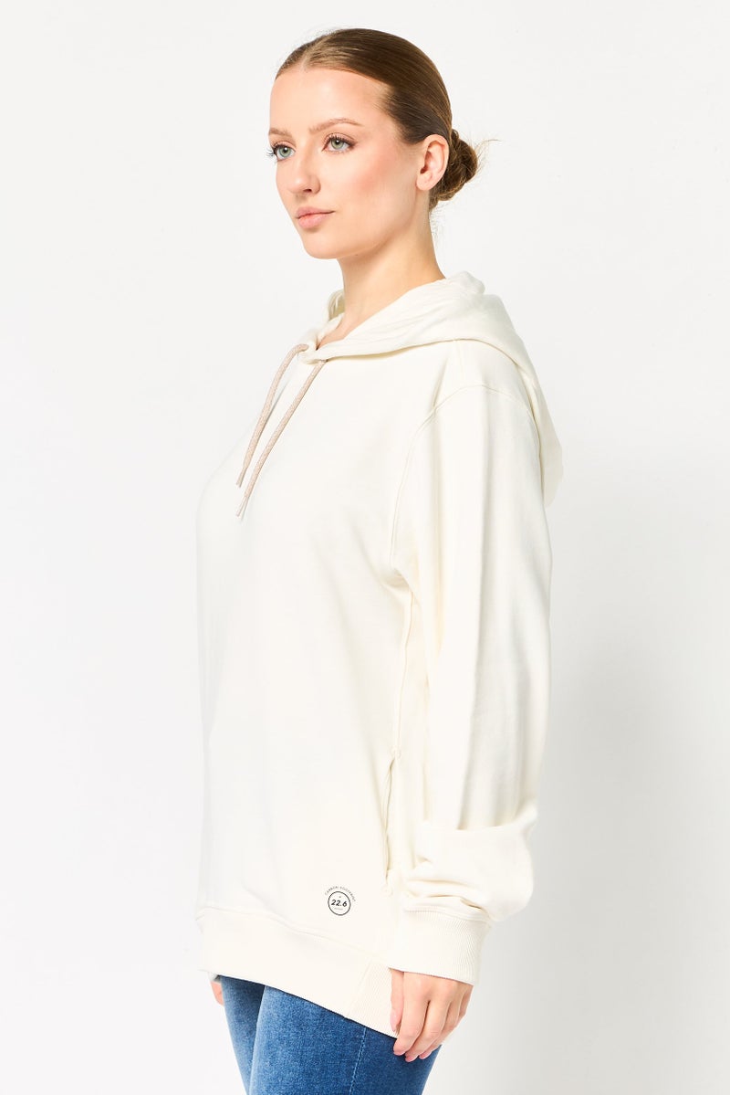 Allbirds Women Solid Long Sleeve Hoodie, Off White - Image 3