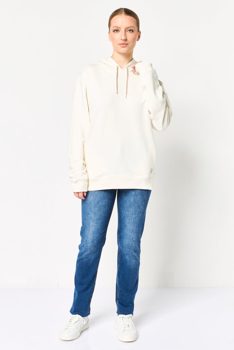 Allbirds Women Solid Long Sleeve Hoodie, Off White - Image 4