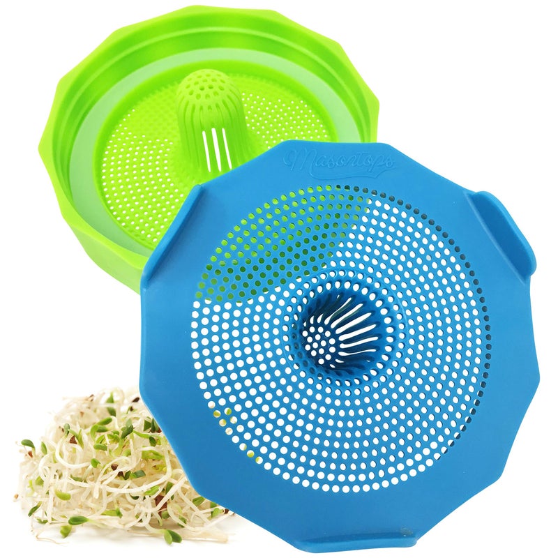 Masontops Bean Screen Plastic Mason Jar Sprouting Lids Mason Jar Sprouting Kit – For Growing Broccoli Seeds, Alfalfa, Mung Bean Sprouts – Wide Mouth Seed Sprouting Jar Lids Sprouting Kit Mason Jar - Image 1