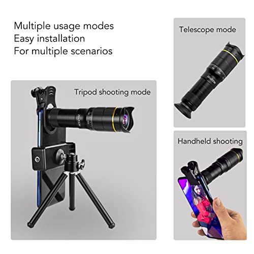 Goshyda 32X Zoom Lens with Tripod, Mobile Phone Telephoto Lens Telescope, 0.63X Ultra Wide Angle Lens, Large Aperture, for Watching Games, Concerts, Animals - Image 3