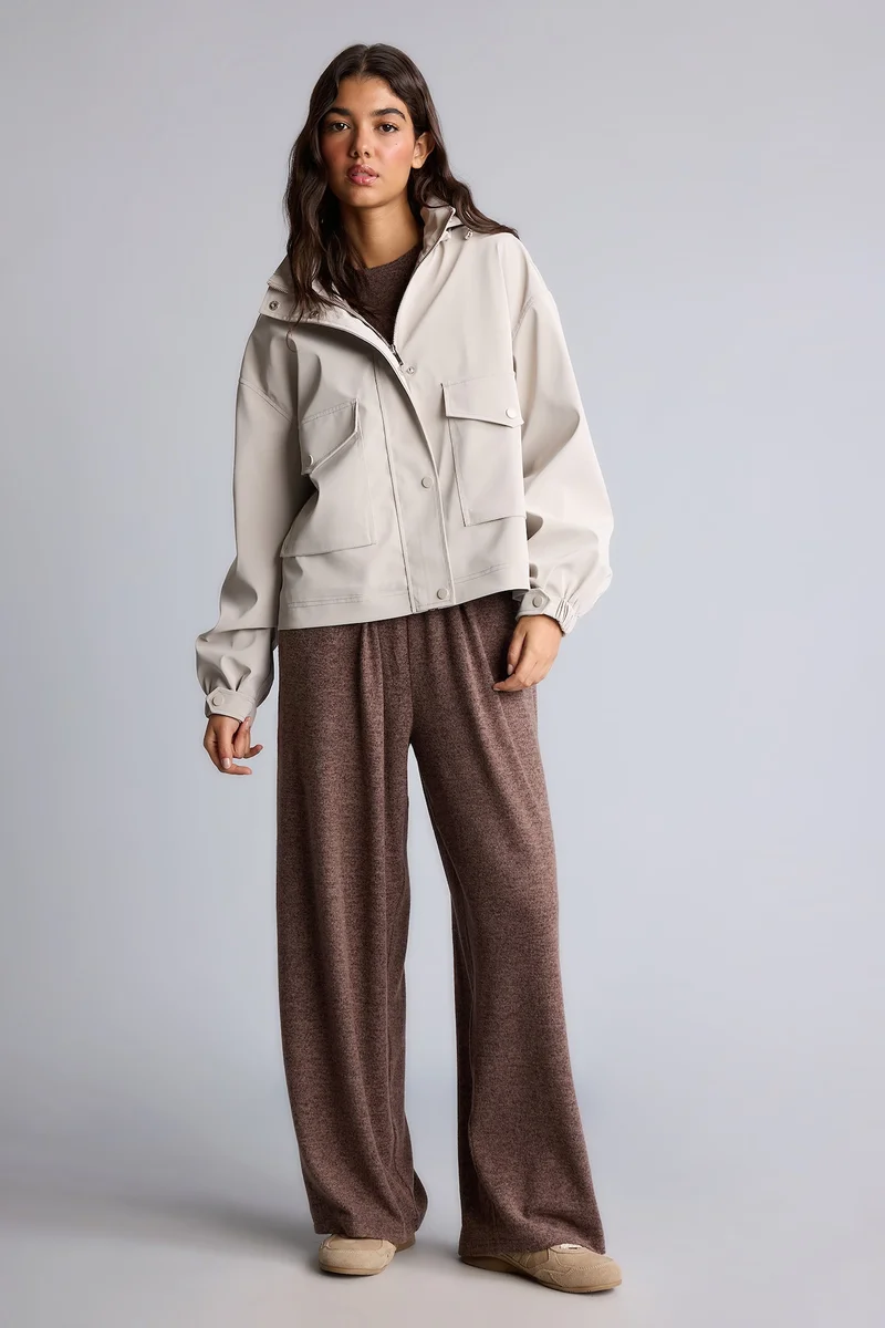 Defacto  Regular Fit Lined Faux Leather Raincoat for Women | Best Price UAE
