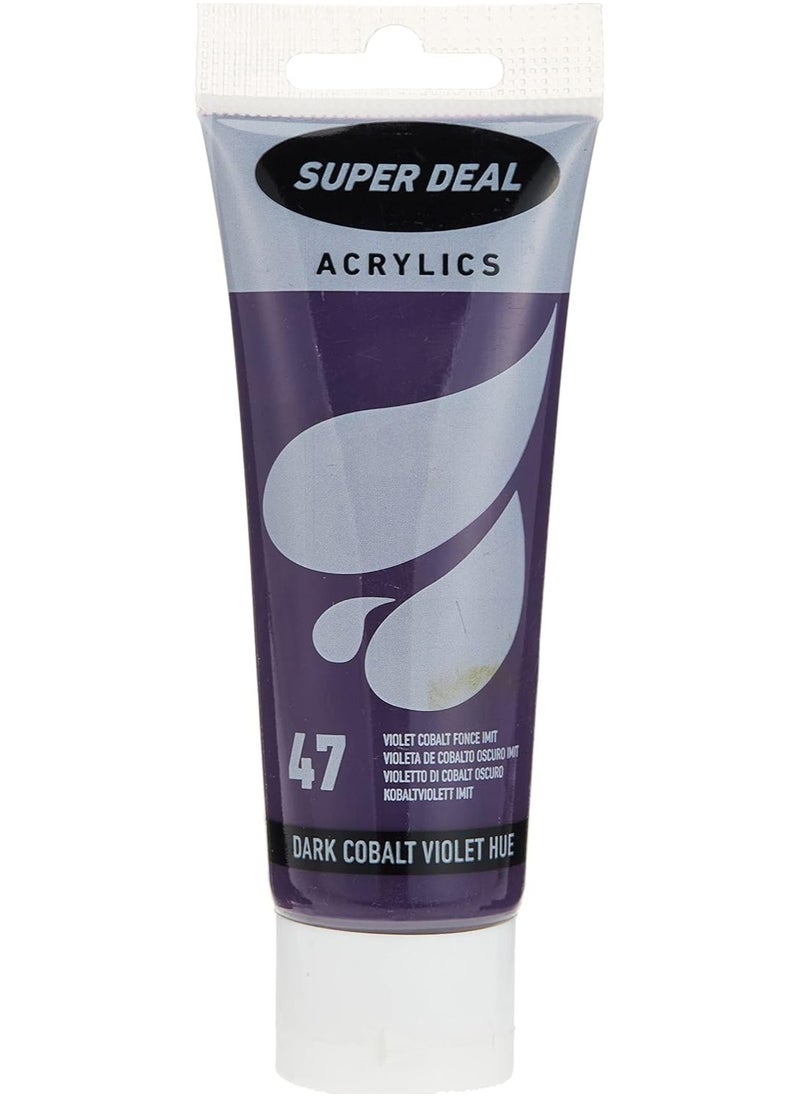 SUPER DEAL SUPER DEAL Acrylic Color Paint Tube 75ml Dark Cobalt Violet Hue, SD 4212-47 