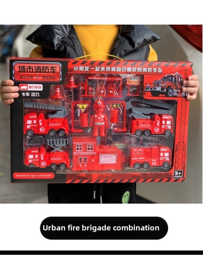 Traffic Signs Children's Equipment Toys Outdoor Kindergarten Desk Command Desk Rules Zebra Crossing Traffic Lights-Specifications:Fire Toy Car Set