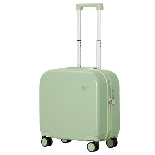 mixi Carry on Luggage, Suitcase with Spinner Wheels 16in Luggage Hardshell Lightweight Rolling Suitcases PC with Cover & TSA Lock, Avocado Green - Image 1