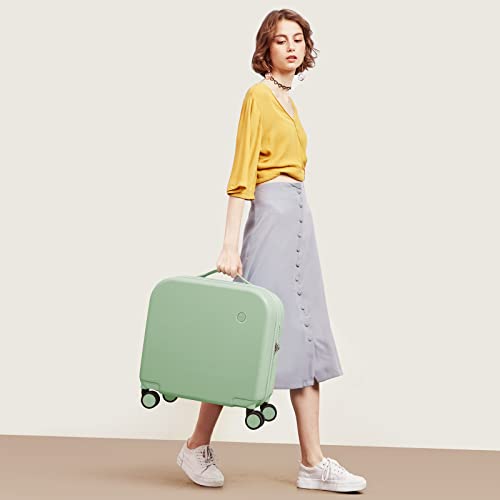 mixi Carry on Luggage, Suitcase with Spinner Wheels 16in Luggage Hardshell Lightweight Rolling Suitcases PC with Cover & TSA Lock, Avocado Green - Image 2