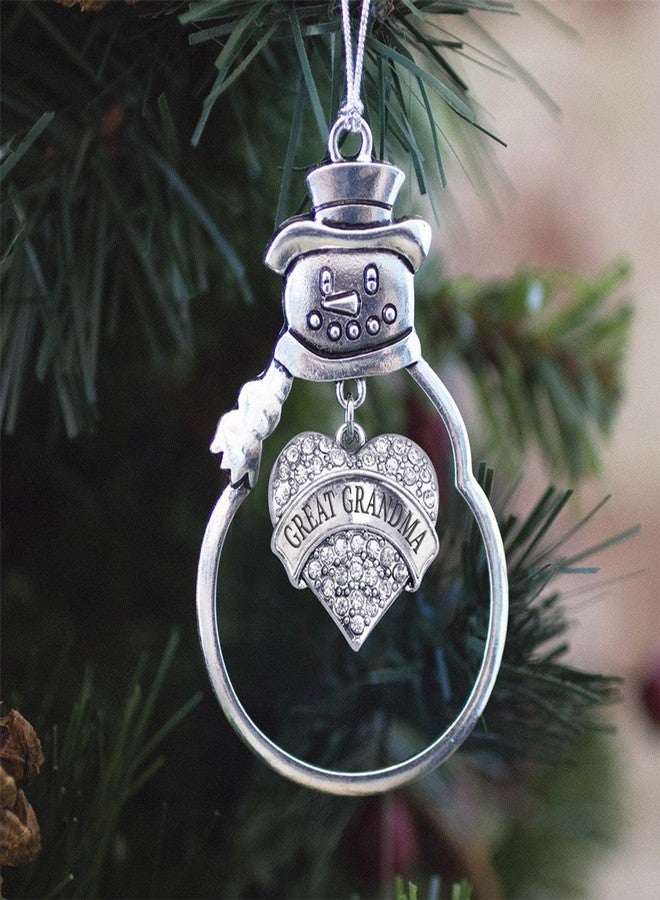 Inspired Silver - Great Grandma - Silver Christmas Ornament - Pave Heart Charm Christmas Tree Ornament with Cubic Zirconia - Snowman Hanging Decoration - Image 3