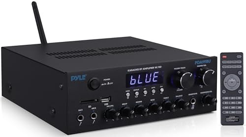 Pyle Wireless Bluetooth Streaming Amplifier - 300W Multi Channel Receiver with Dual Hi Def in/Out, Optical/Coaxial w/ 24 Bit decoding, Aluminum Control Knobs, Headphone Out, USB-A/SD - PDA99BU - Image 1