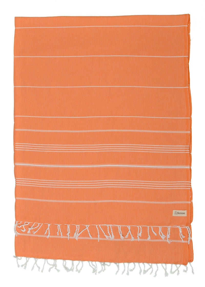 Bersuse Towels Anatolia XL Beach Blanket Throw Blanket Turkish Towel 100 Cotton ExtraLarge QuickDry Lightweight Premium Peshtemal Towel  61x82 Inches Orange