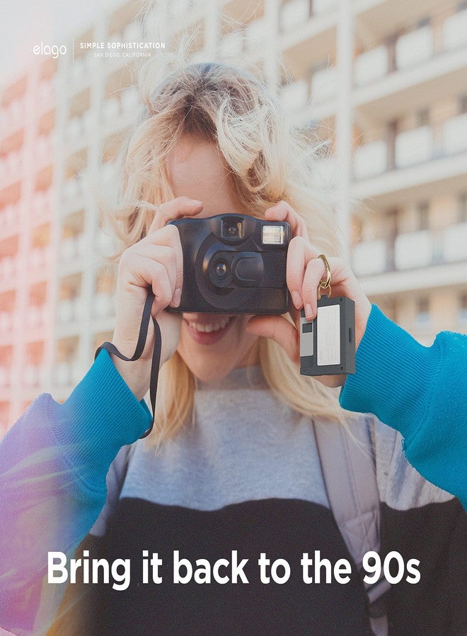 elago Floppy Disk Case Compatible with AirPods 3rd Generation Case - Compatible with AirPods 3 Case Cover, Carabiner Included, Shock Resistant, Full Protection, Supports Wireless Charging (Dark Grey) - Image 3