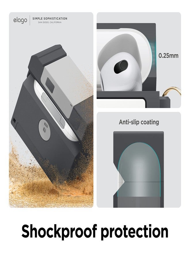 elago Floppy Disk Case Compatible with AirPods 3rd Generation Case - Compatible with AirPods 3 Case Cover, Carabiner Included, Shock Resistant, Full Protection, Supports Wireless Charging (Dark Grey) - Image 5