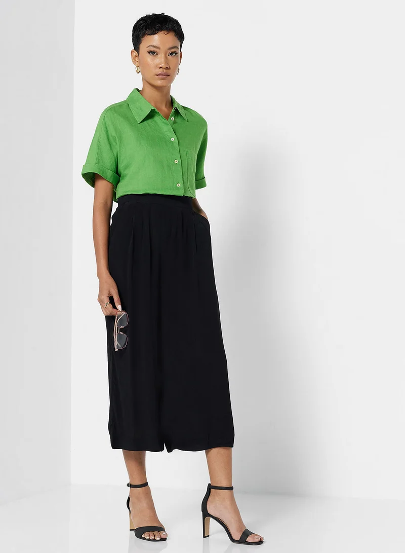 MANGO Chest Pocket Linen Shirt