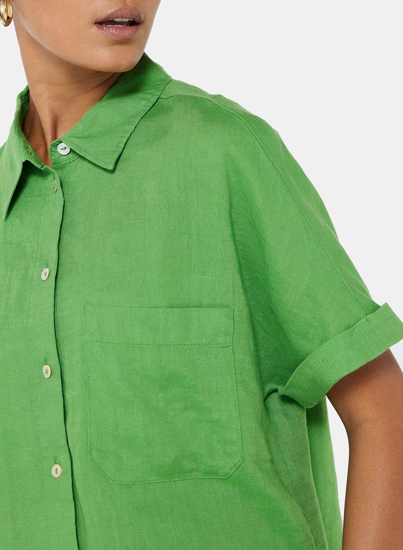 MANGO Chest Pocket Linen Shirt - Image 3