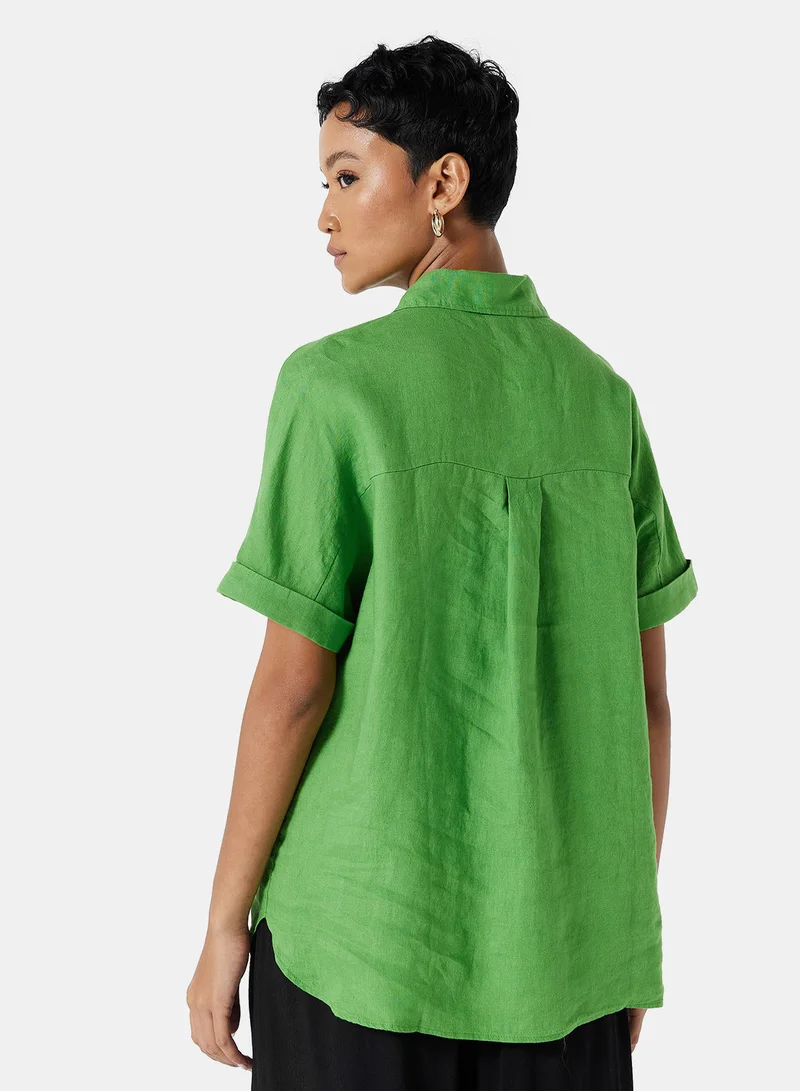 مانجو Chest Pocket Linen Shirt