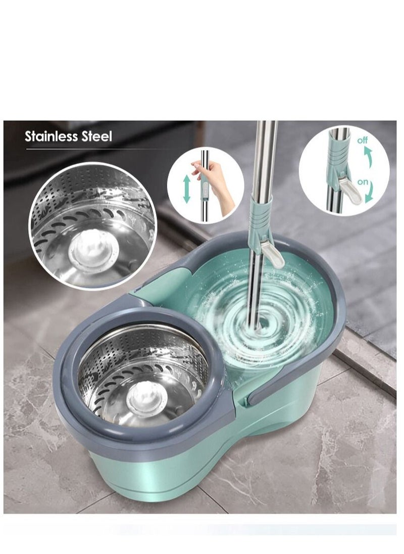ALMUFARREJ - 360 Rotating Mop With Bucket Green - Image 1