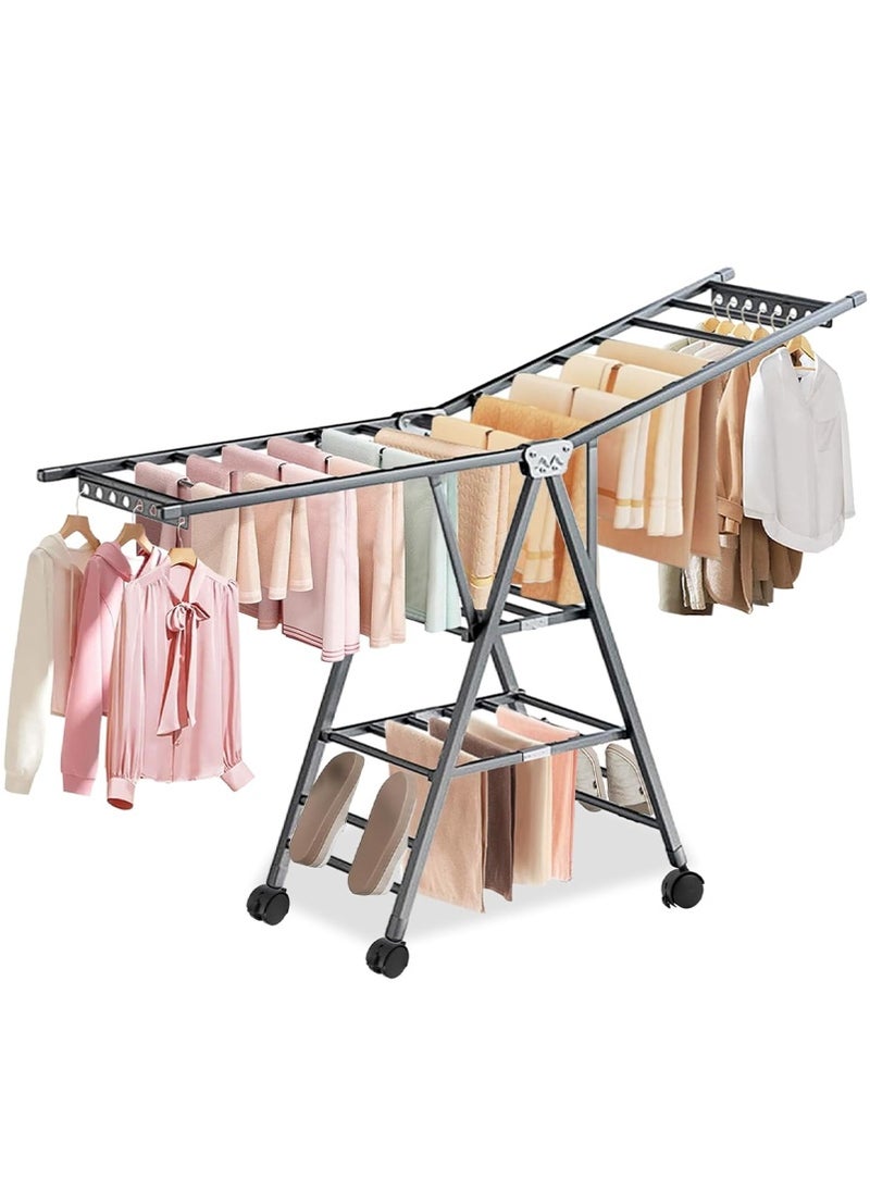 Topyich Steel Material Clothes Drying Rack, 3-Tier Clothes Drying Stand, Foldable Laundry Standing Dry Racks for Indoor Outdoor Use (180cm)  - Image 1