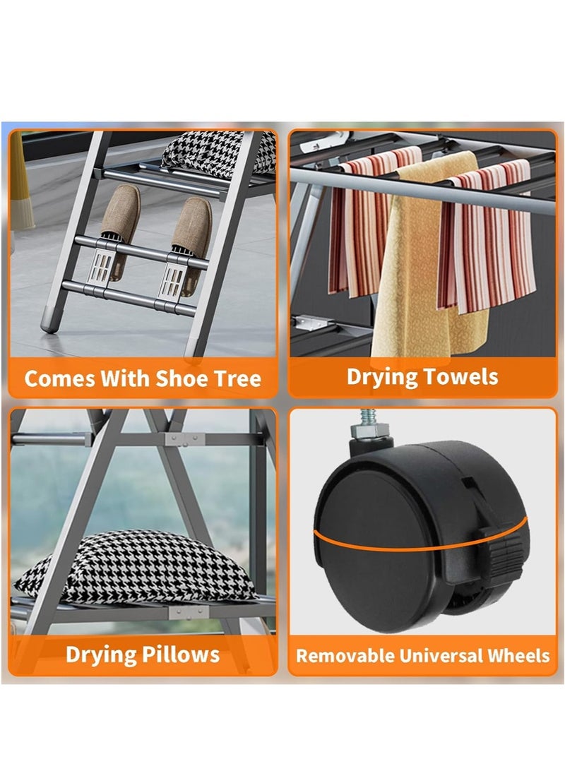 توبيتش منشر غسيل فولاذي، منشر ملابس 3 طبقات، حامل تجفيف ملابس قابل للطي قابل للطي للاستخدام الخارجي في الأماكن المغلقة (180 سم) - Image 4