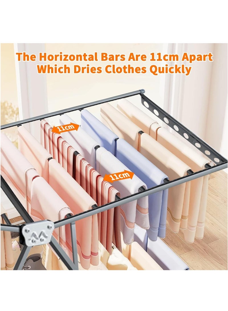 توبيتش منشر غسيل فولاذي، منشر ملابس 3 طبقات، حامل تجفيف ملابس قابل للطي قابل للطي للاستخدام الخارجي في الأماكن المغلقة (180 سم) - Image 3