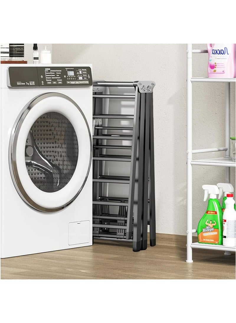 توبيتش منشر غسيل فولاذي، منشر ملابس 3 طبقات، حامل تجفيف ملابس قابل للطي قابل للطي للاستخدام الخارجي في الأماكن المغلقة (180 سم) - Image 5