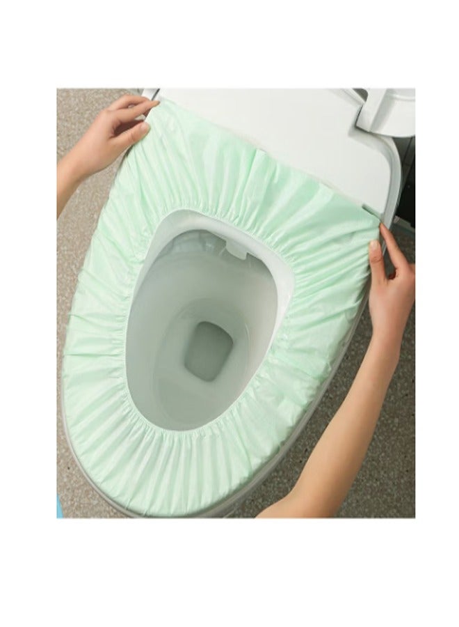 غير المنسوجة مرحاض مقعد حصيرة 2 طبقة الماء دليل مرحاض غطاء المحمولة السفر فندق مرحاض مقعد وسادة 10 قطع (خضراء) - Image 1