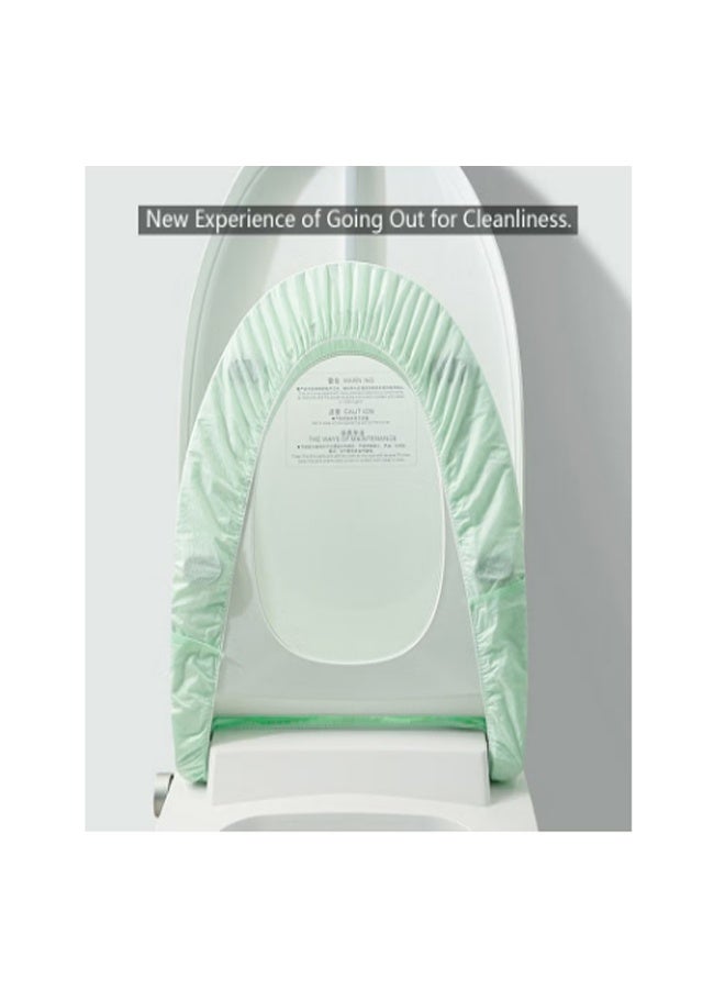 غير المنسوجة مرحاض مقعد حصيرة 2 طبقة الماء دليل مرحاض غطاء المحمولة السفر فندق مرحاض مقعد وسادة 10 قطع (خضراء) - Image 4