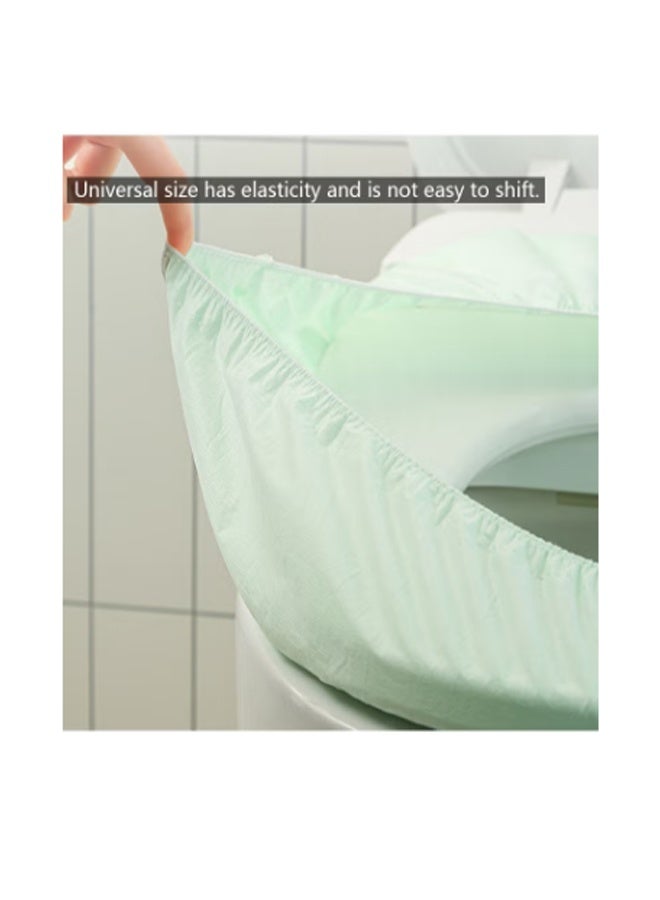 غير المنسوجة مرحاض مقعد حصيرة 2 طبقة الماء دليل مرحاض غطاء المحمولة السفر فندق مرحاض مقعد وسادة 10 قطع (خضراء) - Image 5