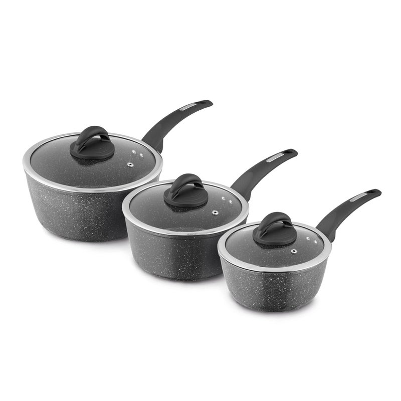 Tower T81212 Cerastone Forged 3 Piece Saucepan Set with NonStick Coating and Soft Touch Handles182022cm Graphite