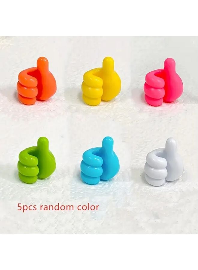 5pcs Silicone Hand Shaped Cable Straps Adhesive Hooks For Home Organization - Image 1