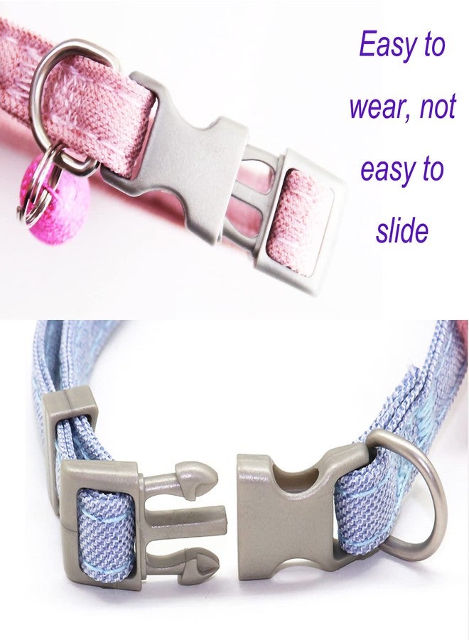 Babique Handmade Cat Collars,Kitten Collar with Six Petals Flowers Collars Charms,Dog Cat Collar with Bells,Adjustable Cat Collars for Girl Cats (Sky Blue) - Image 4