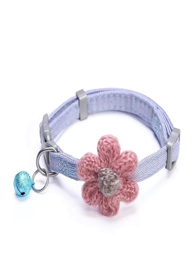 Babique Handmade Cat Collars,Kitten Collar with Six Petals Flowers Collars Charms,Dog Cat Collar with Bells,Adjustable Cat Collars for Girl Cats (Sky Blue) - Image 1