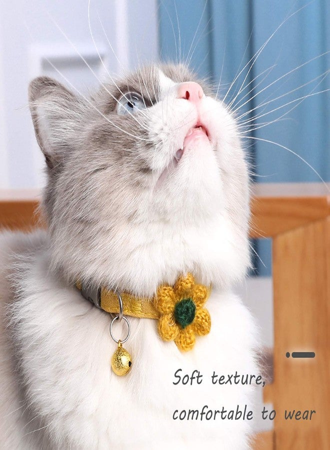 Babique Handmade Cat Collars,Kitten Collar with Six Petals Flowers Collars Charms,Dog Cat Collar with Bells,Adjustable Cat Collars for Girl Cats (Sky Blue) - Image 5