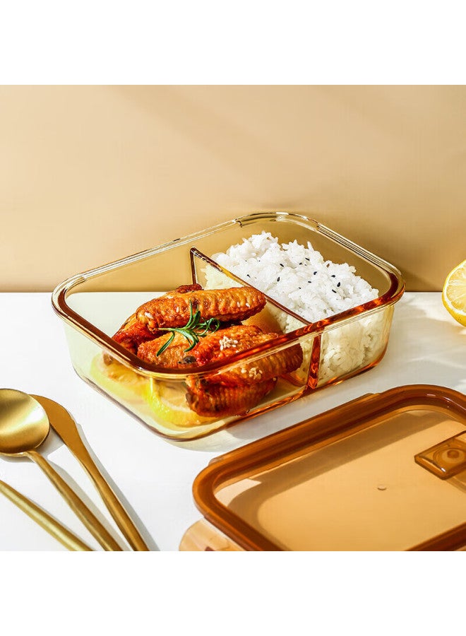 Cilock Heat-resistant Glass Food Storage Box Microwave Lunch Box With Heating Bento Box For Work Students Meal Box Separation+round+bag - Image 2