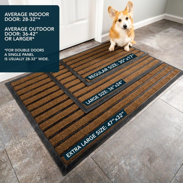 ubdyo Extra Durable Door Mat - Dirt Trapping Outdoor Welcome Mats - Non-Slip Outdoor Indoor Entrance - Low Profile Front Doormat (47" x 32", Bright Brown) - Image 3
