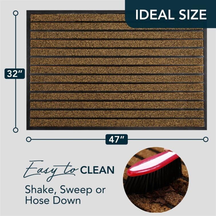 ubdyo Extra Durable Door Mat - Dirt Trapping Outdoor Welcome Mats - Non-Slip Outdoor Indoor Entrance - Low Profile Front Doormat (47" x 32", Bright Brown) - Image 2