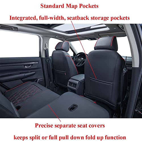 EKR HRV Seat Covers Custom Fit for Honda HRV EX-L 2023 2024 2025 2026 Car Seat Cover for Trucks SUV,Leather Seat Cushion Full Set-Faux Leather (Black with Red Piping) - Image 3