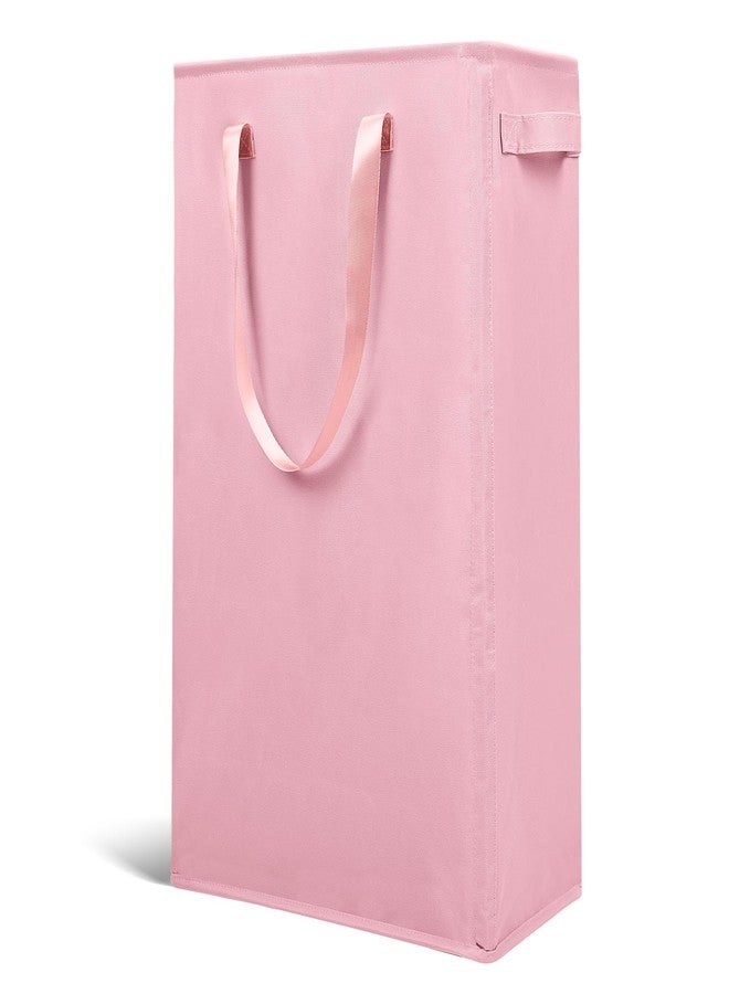 Odonata Slim Laundry Hamper Handles Collapsible Laundry Basket Thin Dirty Clothes Basket Narrow Laundry Bag Foldable Dirty Hamper 45L (Pink) - Image 1