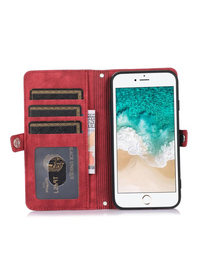 اس-توب جراب لهاتف iPhone 8 / 7 / SE 2020 2022 مع سحاب وفتحة للبطاقات ومشبك ومحفظة جلدية - Image 4