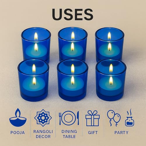 Pure Source India Multicolor Glass Votive Tealight Candle Holders - Living Room Side Table Home Decoration (Glass, Pack of 12 - Image 4