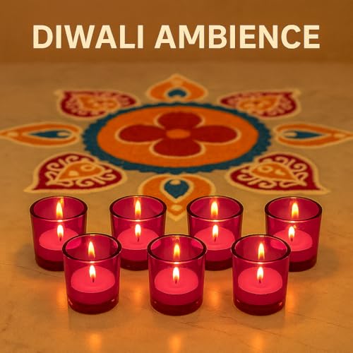 Pure Source India Multicolor Glass Votive Tealight Candle Holders - Living Room Side Table Home Decoration (Glass, Pack of 12 - Image 3