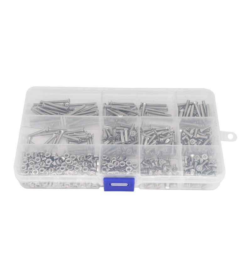binifiMux 500pcs M3 Phillips Countersunk Flat Head Machine Screws Hex Nuts Assortment Kit 304 Stainless Steel, M3 x 6mm / 8mm / 10mm / 12mm / 16mm / 18mm / 20mm / 25mm / 30mm - Image 5