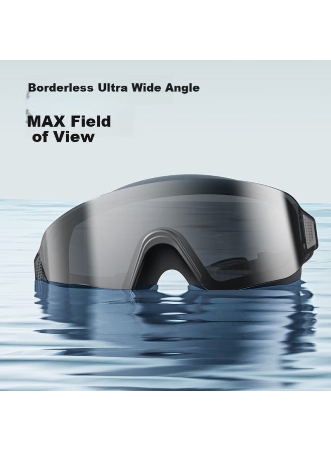 JD.com Jdjz Large Frame Swim Goggles High Definition Anti-fog Wide Angle Light Coating One-piece Flat Light Men And Women Swimming Goggles Dark Night Black - Image 2