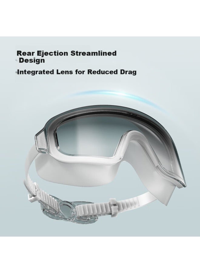 JD.com Jdjz Large Frame Swim Goggles High Definition Anti-fog Wide Angle Light Coating One-piece Flat Light Men And Women Swimming Goggles Dark Night Black - Image 1