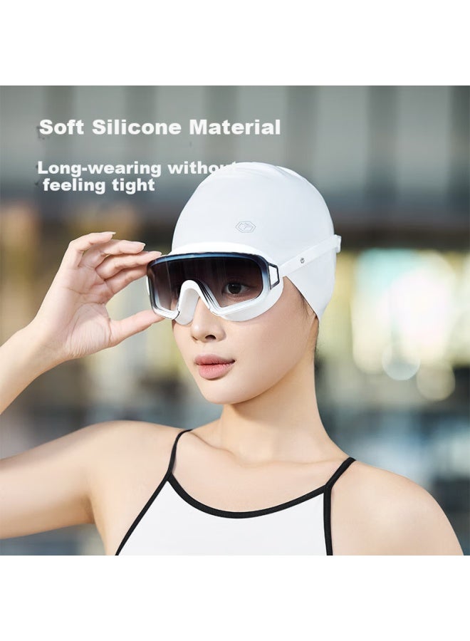 JD.com Jdjz Large Frame Swim Goggles High Definition Anti-fog Wide Angle Light Coating One-piece Flat Light Men And Women Swimming Goggles Dark Night Black - Image 3