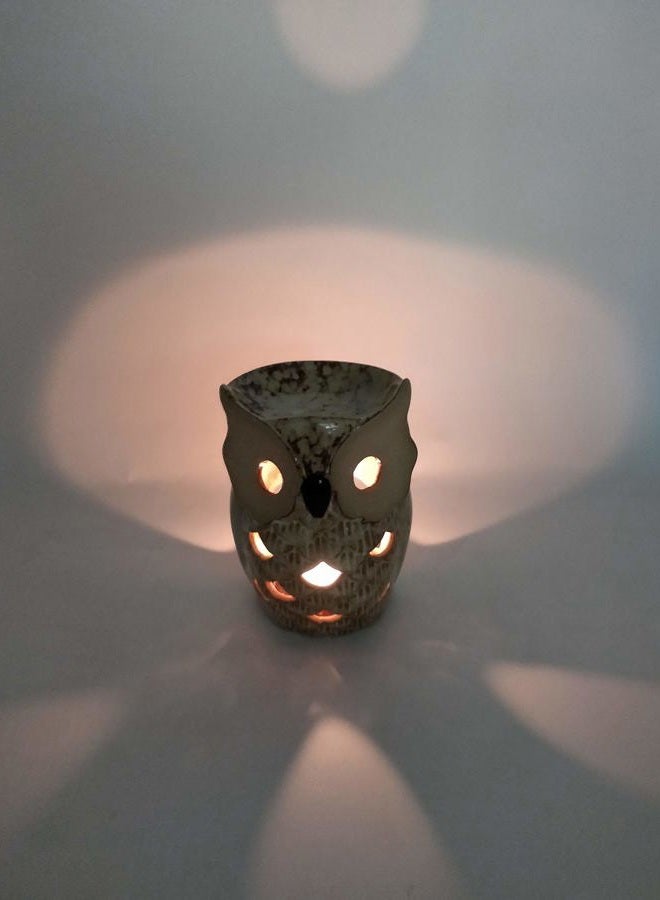 MONMOB 4.7 Inch Ceramic Owl Oil Warmer Aromatherapy Burner/Tea Light Candle Holder Oil Burner/Essential Oil Warmer Candle Holder/Wax Warmer (A) - Image 3