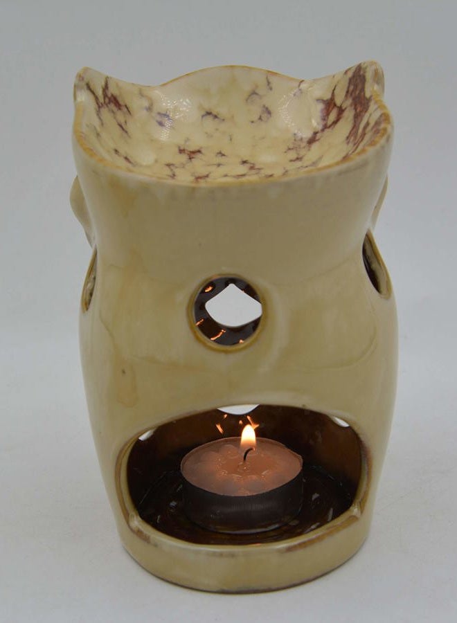 MONMOB 4.7 Inch Ceramic Owl Oil Warmer Aromatherapy Burner/Tea Light Candle Holder Oil Burner/Essential Oil Warmer Candle Holder/Wax Warmer (A) - Image 2
